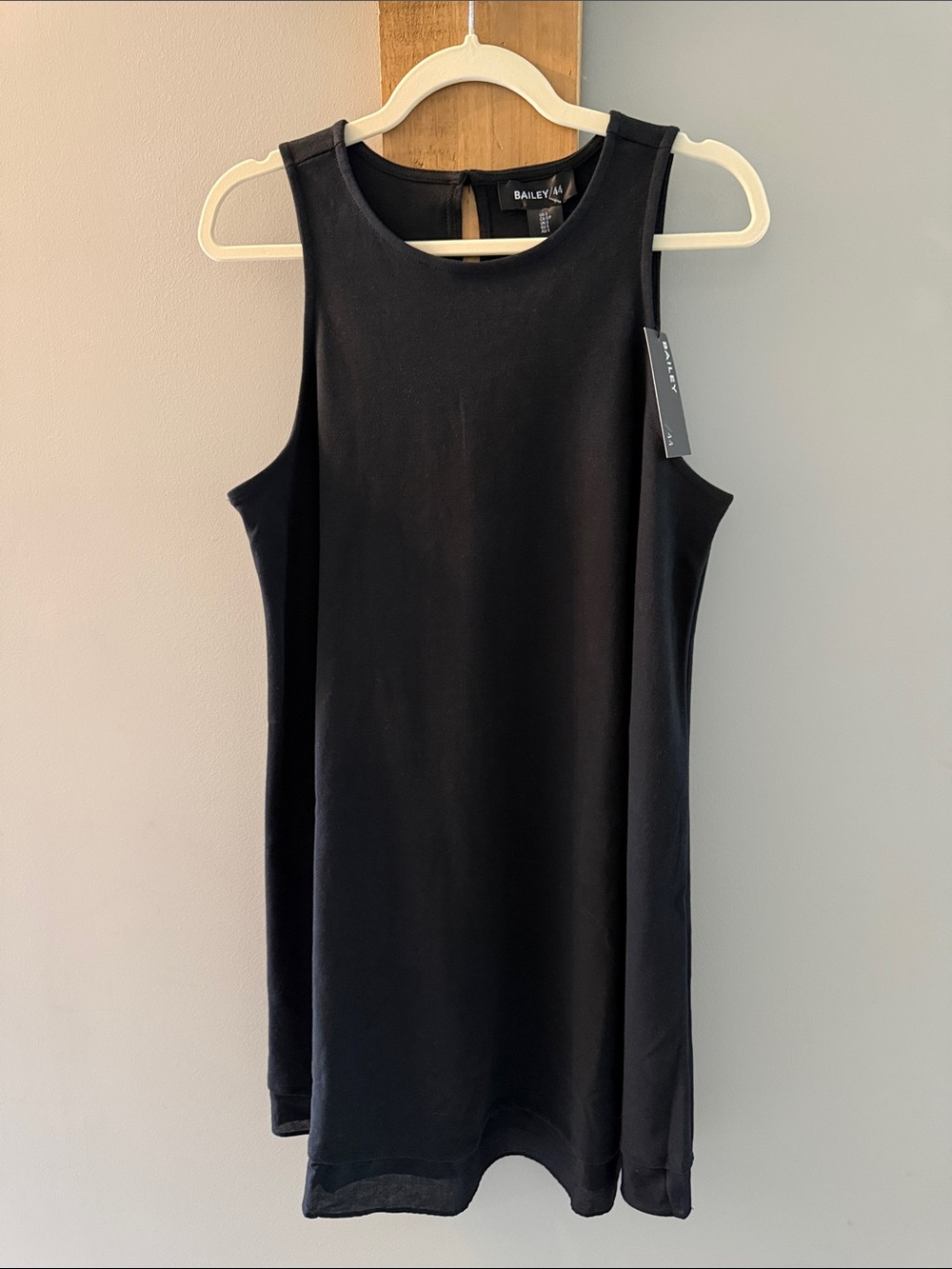 BAILEY 44 Black Sleeveless Dress with Silk Hemline, S, NWTs